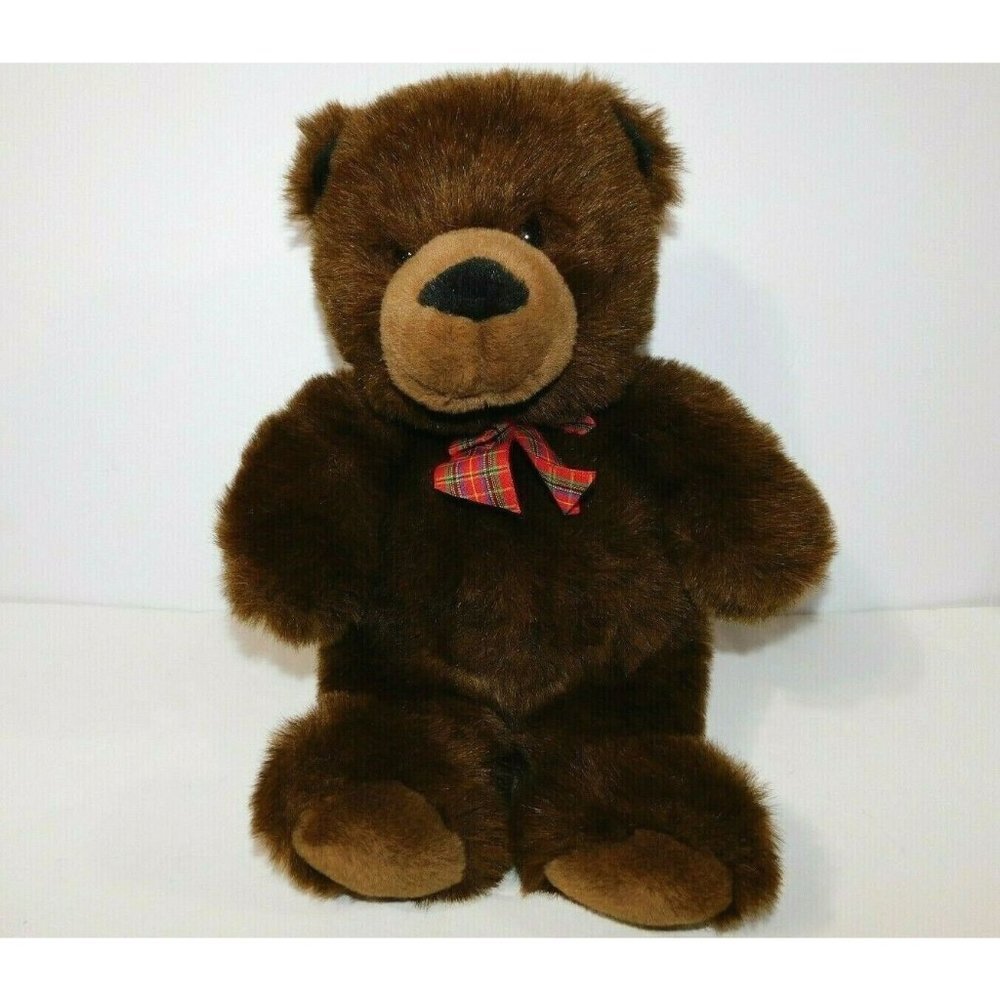 GUND McIntosh MAC The Bear Who Fights Cancer Teddy Plaid Bow 17" Plush Stuffed